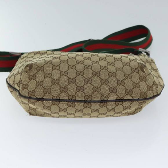 GUCCI GG Canvas Web Sherry Line Shoulder Bag Beige Red Green 181092 Auth 71918 - Picture 5 of 16